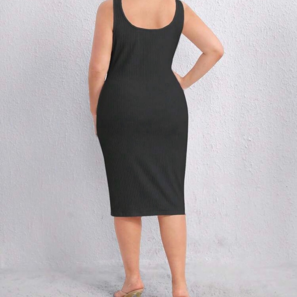 Dark Gray Rib-Knit Bodycon Stretch Dress 1X NWOT - Picture 7 of 9